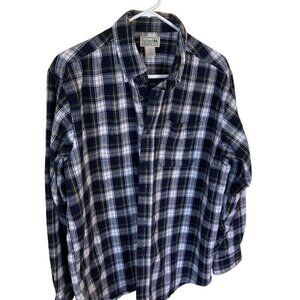 Vintage LL Bean Blue Yellow and Green Mens Plaid Shirt Size Large Outdoor Work